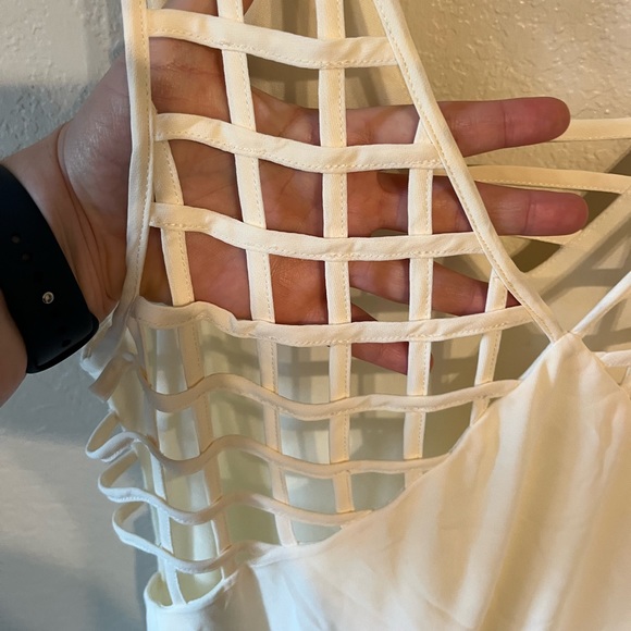 Double line off white mini dress. - Picture 6 of 13